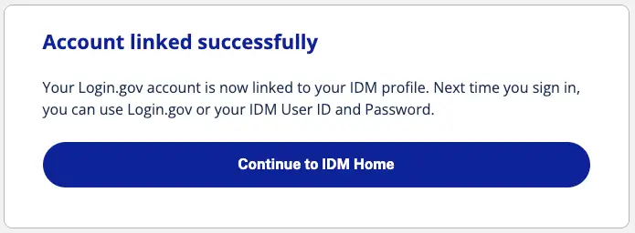 CMS account linked successfully confirmation