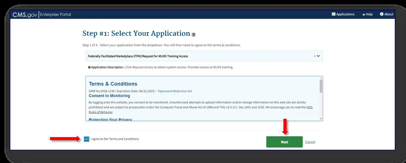 CMS MLMS Training Access Terms and Conditions