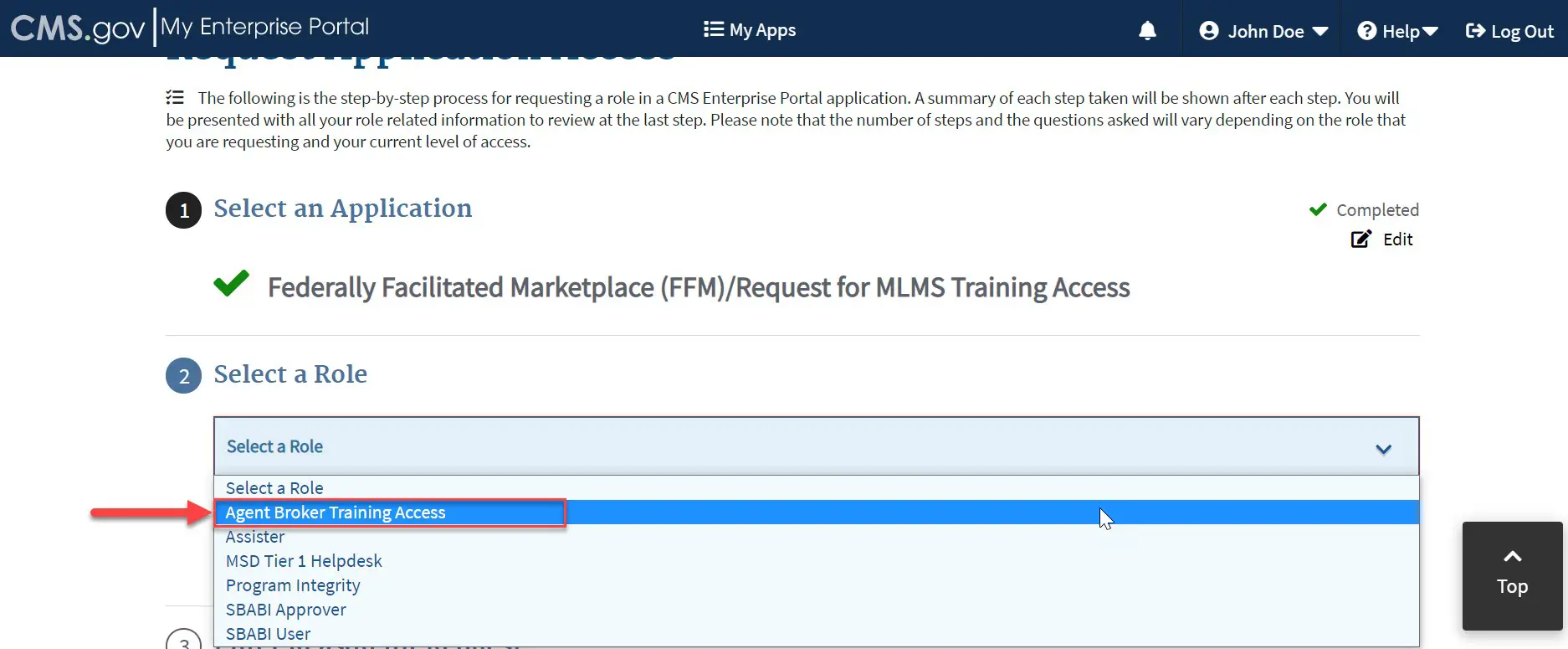 Select Agent Broker Training Access role