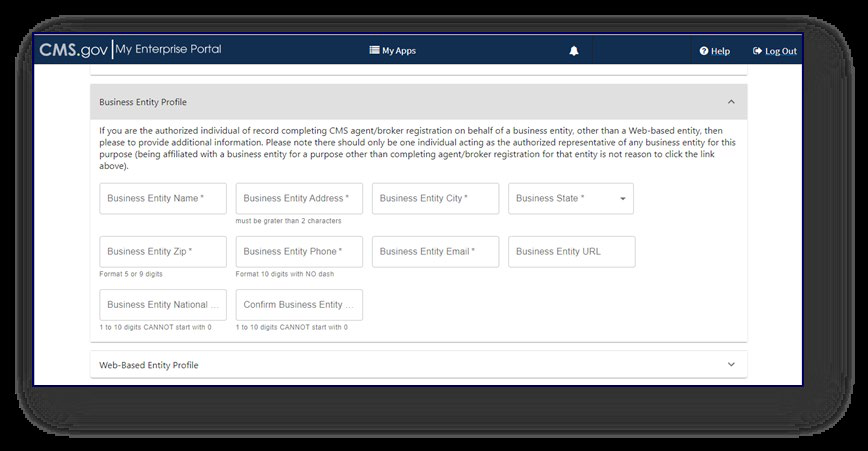 Business entity information fields in the MLMS profile