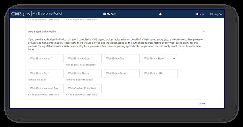 Web-broker entity information fields in the MLMS profile